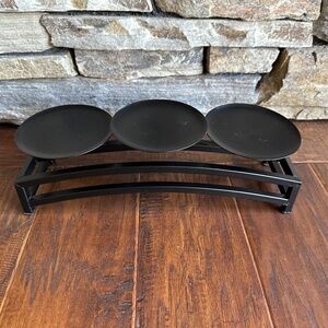 Matte Black Modern Traditional 3 place Table Top Candle Holder